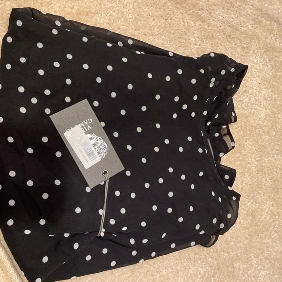 NWT Vince Camuto Black Polka Dot Shirt/Top - Picture 4 of 4